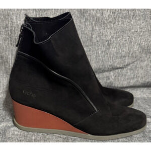 Arche Ankle Boots Suede French Black Red platafform Size Eu 37 US 6
